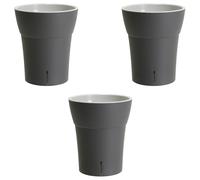 GT GARDEN - Lot de 3 pots pour orchidées avec réserve d'eau - Dali-dea gris foncé 2 litres