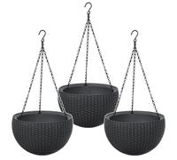 Lot de 3 pots suspendus Keter Sphere Planter, couleur anthracite