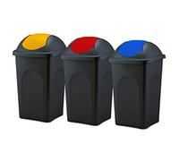 Lot de 3 poubelles avec couvercle basculant Rouge/bleu/jaune/noir 60 l