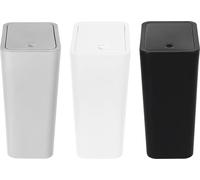 Lot de 3 poubelles - Mini-poubelle avec couvercle à pression - 9 L - Rectangulaires et empilables - Pour la cuisine, la salle de bain, la chambre et le bureau - Multicolores