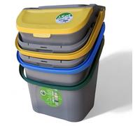 Lot de 3 poubelles verticales Eco Way 28 L, 39 x 37 x H 41 cm, pour l'extérieur