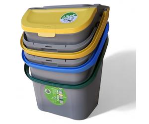 Lot de 3 poubelles verticales Eco Way 28 L, 39 x 37 x H 41 cm, pour l'extérieur