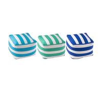 Lot de 3 Poufs à Rayures Spiaggia 45cm Bleu & Vert