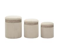 Mauro ferretti Set de 3 poufs coffres ronds - Crème