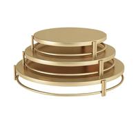 Lot de 3 présentoirs à gâteaux en acier inoxydable doré pour desserts | Présentoir à gâteau pour mariage, événement, anniversaire, remise de diplôme, dessert, pâtisserie, biscuits, buffet