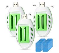 Lot de 3 prises anti-moustiques électriques USB - Avec 120 comprimés de protection contre les moustiques - Pour la randonnée, l'extérieur, l'été, la maison