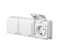 Lot de 3 Prises de Courant Etanches Extérieures Blanc pour Pièces Humides iP44 16A 250V-Montage