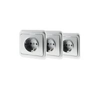 Zenitech Lot de 3 Prises encastrées Schuko 16A - Gris - Antaria