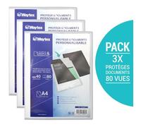 Lot 3 Protèges Documents A4 Personnalisable 80 Vues Couverture Polypro Transpare G
