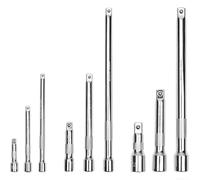 Lot de 3 rallonges de douilles pour cliquets de 1/4", 3/8", 1/2", matériau en chrome vanadium avec butée sécurisée et poignée moletée (A)
