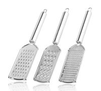 Lot de 3 râpes de cuisine, petites râpes à fromage portatives pour cuisine avec poignée pour chocolat, fromage, noix de coco, gingembre, carotte, râpe en acier inoxydable, microfine/grossière