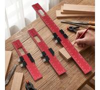 Lot de 3 règles de charpentier, règle de poche de précision de 15,2 cm, 20,3 cm, règle de poche avec arrêt, règle en métal d'aluminium, règle de mesure métrique et impériale pour menuisiers
