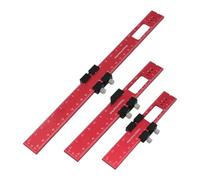 Lot de 3 règles de poche en d'aluminium avec butée coulissante réglable - Outils de mesure de précision - Pour menuiserie, construction, atelier, mise en page, coupe, scie, niveau à bulle, sac