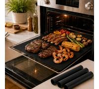 Lot de 3 revêtements de four antiadhésifs robustes de 40 x 33 cm, résistants à la chaleur, protection contre les déversements et les brûlures, plateau facile à nettoyer pour poêles, fours, barbecues