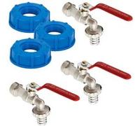 Lot de 3 Robinet en laiton pour cuve 1000 L et adaptateur de réservoir IBC 1"