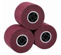 Lot de 3 rouleaux abrasifs rouges 12 x 12 x 10 cm en fibre synthétique Accessoires abrasifs pour bois, métal, vernis pour polir, ébavurer, lisser et nettoyer dans l'atelier et la rénovation