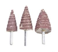 Lot de 3 rouleaux de papier abrasif conique à tige de 6 mm, pointes montées en forme de cône pour polissage interne sur meubles en bois et métal, têtes de meulage abrasives grain 80
