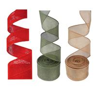 Lot de 3 rouleaux de ruban en toile de jute naturelle de 10 m x 6,1 cm de large pour décoration de Noël, couronne, emballage cadeau