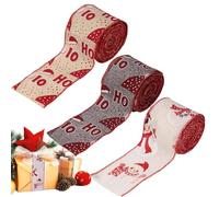 Lot de 3 rouleaux de ruban métallique de Noël à pois pailletés pour décoration de Noël, automne, Halloween, décoration d'arbre, couronne de porte, décoration de table, centre de table, fête, mariage