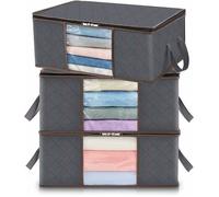 Lot de 3 Sac de Rangement Vetement 35L Bote de Rangement Sous lit Pliable Housse Rangement Couette Organisateur de Placard PZCC