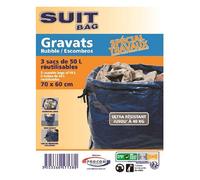 Lot de 3 sacs 50L à gravats SUIT BAG
