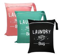 Lot de 3 Sacs à Linge de Voyage avec Poignée, 38 x 48 cm, Sac pour Linge Sale Pliable, Sac Étanche pour Piscine, Gym, Yoga, Natation, Dortoir, Sac de Lavage pour Vêtements Sales