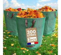 Lot de 3 sacs de jardin de 300 litres avec des poignées renforcées