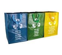 Lot de 3 sacs de tri réutilisables pour recyclage des déchets - 130 L - Linxor Multicouleur G
