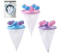 Lot de 3 sacs en avec filtre à peluches - Réutilisables - Outil de lavage conique - Dispositif d'élimination des poils flottants