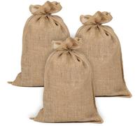 Lot de 3 Sacs en Jute Naturel, 42x70 cm, 220g/m², Respirant pour Jardin et Stockage Végétaux Label