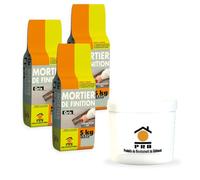 Lot de 3 sacs Mortier de Finition Gris 5 kg avec seau doseur inclus
