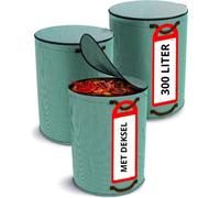 Lot de 3 sacs pour déchets de jardin, 300 L, fermeture à glissière, 4 poignées, sac pliable, réutilisable