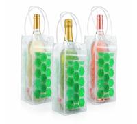 Lot de 3 Sacs Rafraîchisseurs de Bouteille - Seau à Glace Nomade avec Gel Vert - Housse Isotherme Portable avec Poignées pour Vin, Champagne & Bière - Idéal Pique-Nique, Jardin & Cadeau (PVC Étanche)