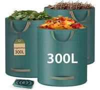 Lot de 3 sacs réutilisables pour déchets de jardin, d'une capacité de 300 litres chacun, avec des poignées et résistants à l'eau