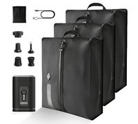 Lot de 3 sacs sous vide en TPU avec valve pour pompe ou manuelle, en nylon 70D, étanche, pour vêtements dans une valise, un sac à dos, un bagage à main (lot de 3 avec pompe à batterie de 2400 mAh)
