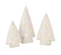Lot de 3 Sapins à LED Étoiles 26cm Blanc