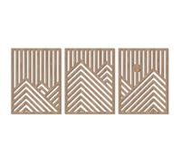 Lot de 3 sculptures murales géométriques modernes en bois - Décoration murale minimaliste pour intérieurs contemporains -