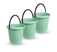 Lot de 3 seaux 5 L en plastique stable, sans BPA, fabriqués dans l'UE - Seau en plastique (Vert)