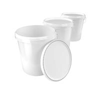 Lot de 3 seaux avec Couvercle - 16 litres - Blanc - Étanche et Stable - Convient à Un Usage Alimentaire - avec poignée et Couvercle - pour Produits Chimiques - pour Les Aliments