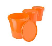 Lot de 3 seaux avec Couvercle - Orange - 16 litres - Étanche et Stable - Convient à Un Usage Alimentaire - Seau Vide avec poignée et Couvercle - Couvercle pour Produits Chimiques