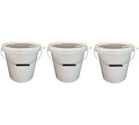 Lot de 3 seaux de 15 litres avec couvercle blanc, seaux à lait/stockage empilables, seaux à miel, seaux en plastique avec agrément alimentaire, récipients de qualité alimentaire, seaux vides pour