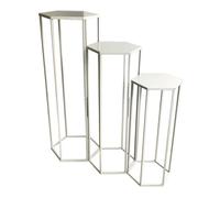 Lot de 3 Sellettes Gigognes Métal 90cm Blanc
