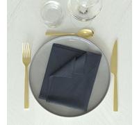 Lot De 3 Serviettes 45x45 Cm Luxury Bleu Nuit, Par Soleil D'ocre