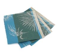 Lot de 3 serviettes de table 45x45 cm PALMIER bleu lagon Jacquard 100% coton sans enduction