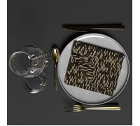 Soleil d'ocre, Lot de 3 Serviettes de Table imprimées 40X40 cm Gold Noir