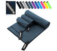 Lot de 3 serviettes en microfibre - Grandes 200 × 100 cm et 2 petites 80 × 40 cm, à séchage rapide, en microfibre, pour voyage, serviette de bain, serviette de fitness et serviette de sport et