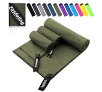 Lot de 3 serviettes en microfibre - Grandes 200 x 100 cm et 2 petites 80 x 40 cm, à séchage rapide, en microfibre, pour voyage, serviette de bain, serviette de fitness et de sport et serviette de