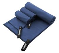 Lot de 3 serviettes en microfibre - Grandes 200 x 100 cm et 2 petites 80 x 40 cm, à séchage rapide, en microfibre, pour voyage, serviette de bain, serviette de fitness et serviette de sport et