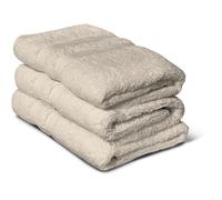 LOVELY HOME Lot de 3 Serviettes de Bain Coton Beige 50 x 100 cm