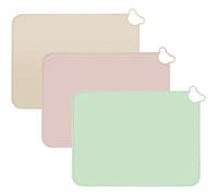 Lot de 3 sets de table en silicone antidérapants 30x40 cm, pliables et réutilisables, beige vert rose